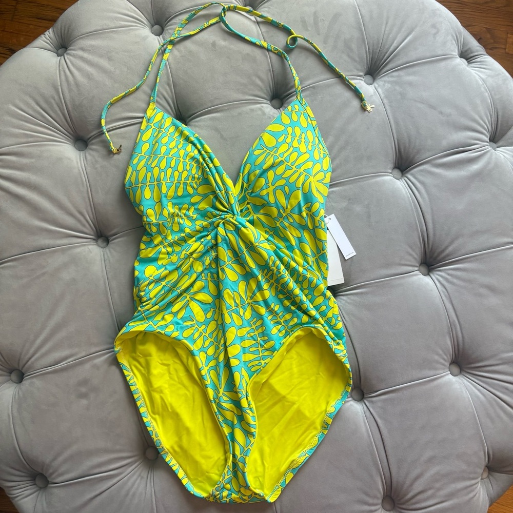 NEW Trina Turk Trellis One Piece Halter Swimsuit Size 10